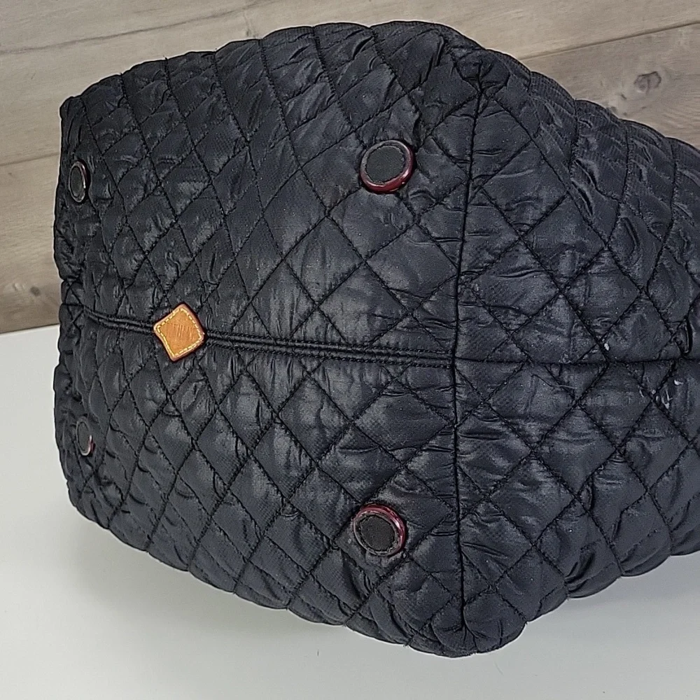 Large MZ Wallace Metro  Quilted Black Nylon Tote Bag